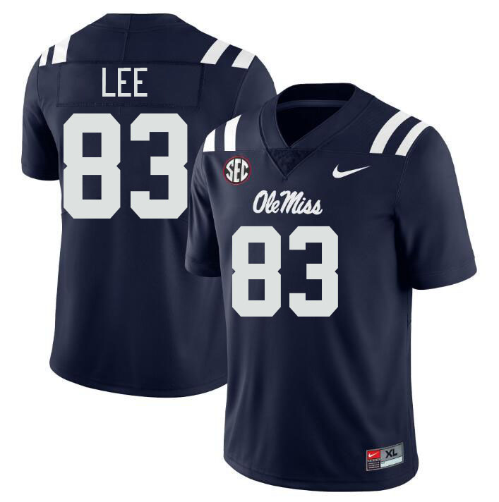 Men #83 Cayden Lee Ole Miss Rebels College Football Jerseys Stitched Sale-Navy